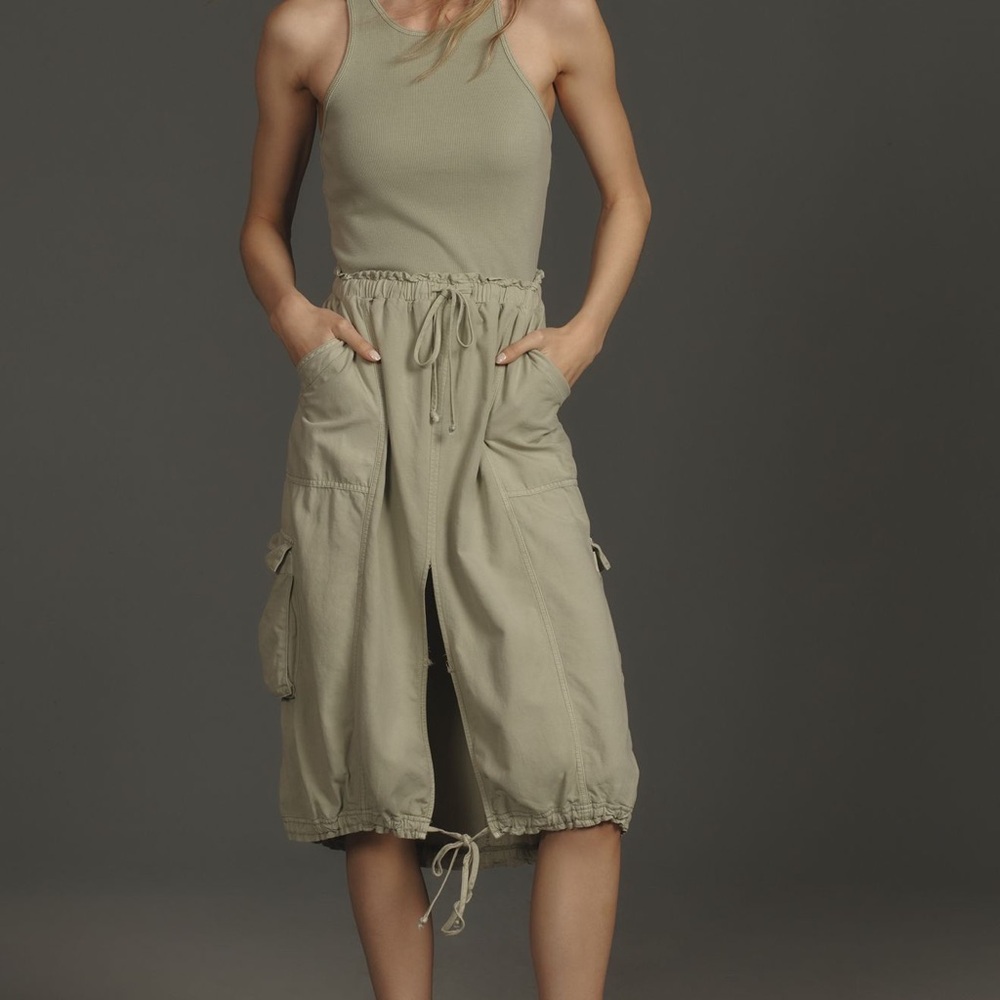 Elegant Olive Midi Dress from Anthropology